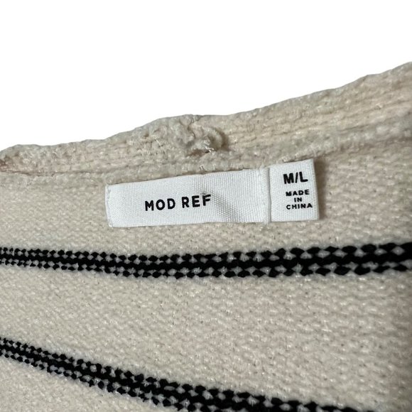 Mod Ref Sweater Womens Cream Black Striped Knit V Neck Pullover Size M/L - Picture 5 of 11